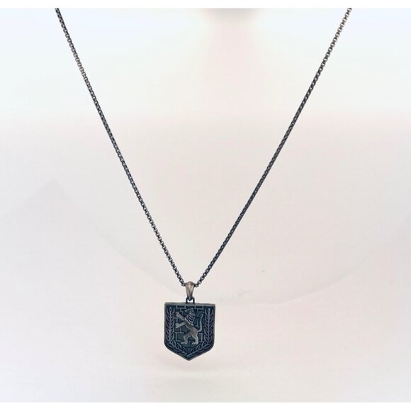 Murat’s Atelier 925 Sterling Silver Shield Lion Necklace 26” Handmade Pendant